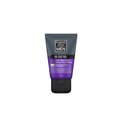 Nano White Men Oil Control Anti Blackhead Detox Mud Wash 100ml