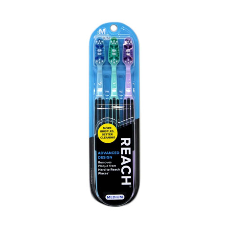Reach Advanced Design Medium Toothbrush 3Pack