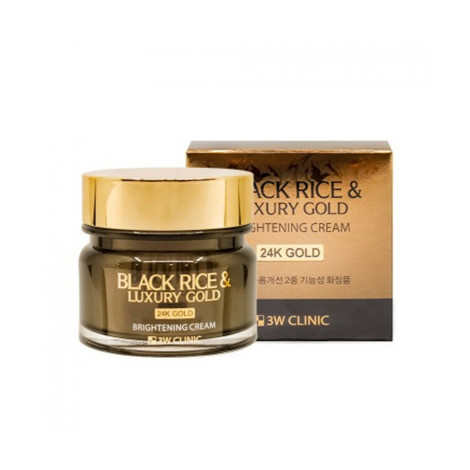 3W Clinic Black Rice & Luxury 24K Gold Brightening Cream 100g