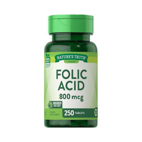 Natures Truth Folic Acid 800 Mcg Vitamin Supplement 250 Tablets (USA)