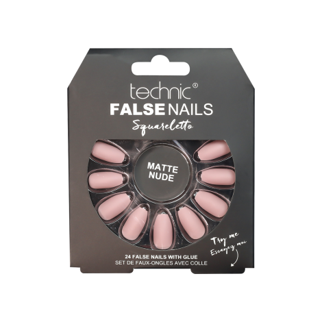 Technic Squareletto 24 False Nails With Glue - Matte Nude