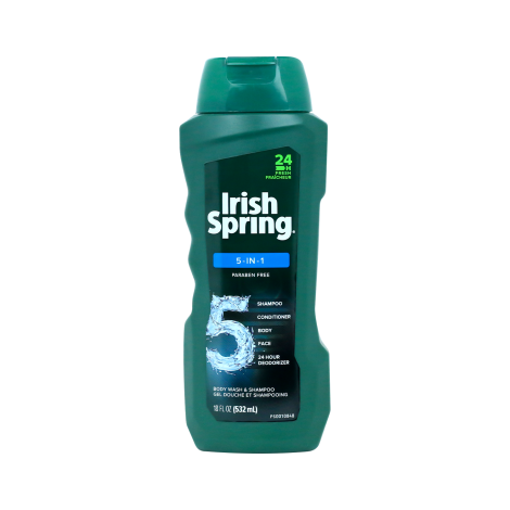 Irish Spring 5 in1 Shampoo + Conditioner + Deodorizer + Face & Body Wash 532ml