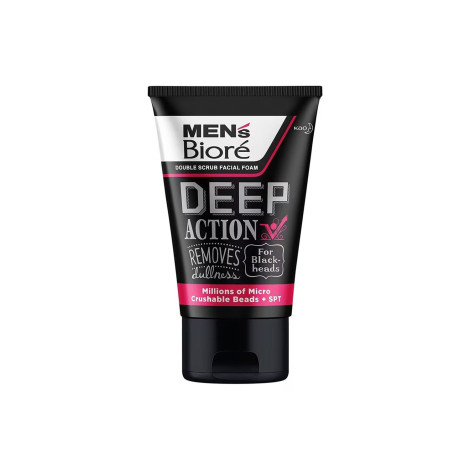 Biore Men's  Deep Action Double Scrub Facial Foam 100g