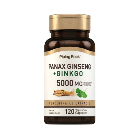 Piping Rock Panax Ginseng + Ginkgo 5000 mg – 120 Capsules
