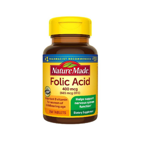Nature Made Folic Acid 400 mcg (665 mcg DFE) Supplement 250 Tablets