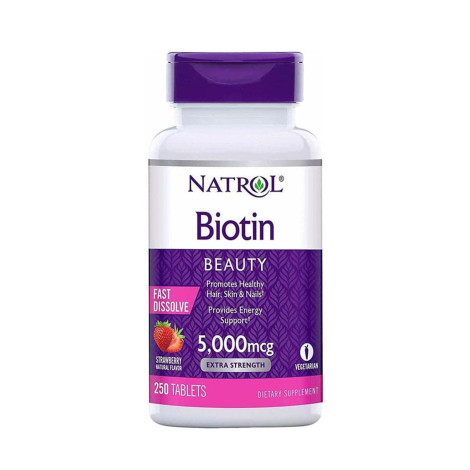 Natrol Biotin Fast Dissolve Strawberry Flavor 5000mcg – 250 Tablets