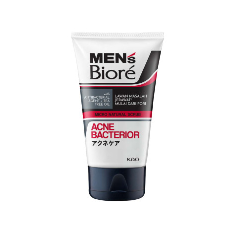 Biore Men's Acne Bacterior Scrub Facial Wash 100g