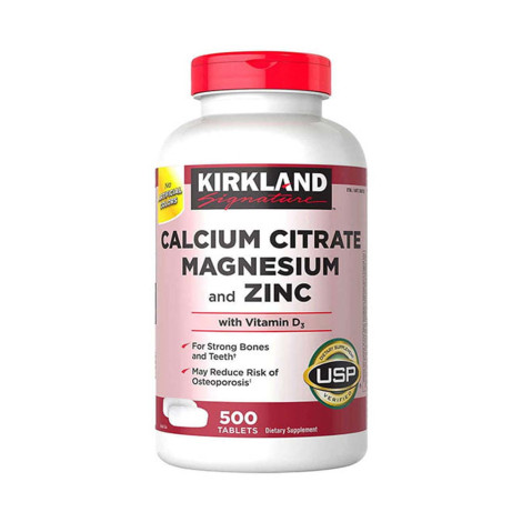 Kirkland Signature Calcium Citrate Magnesium and Zinc With Vitamin D3- 500 Tablets