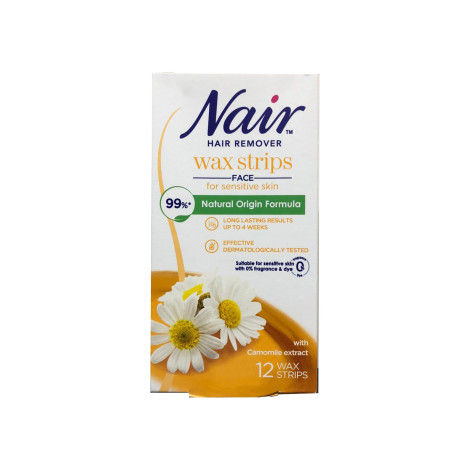 Nair Hair Remover Wax Strips For Face 12 Wax Strips