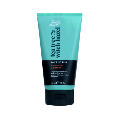 Boots Tea Tree Witch Hazel Face Scrub with Activated Charcoal 150ml