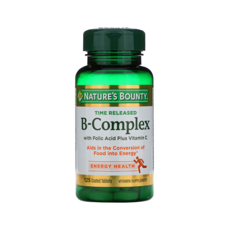 Nature's Bounty, Vitamin B-Complex with Folic Acid Plus Vitamin C 125 Tablets(USA)