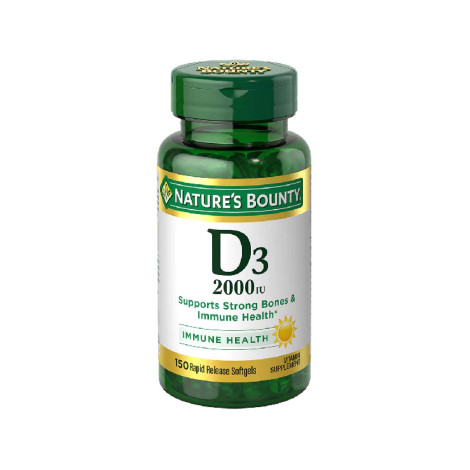 Natures Bounty Vitamin D3 50 mcg (2,000 IU) 150 Softgels USA