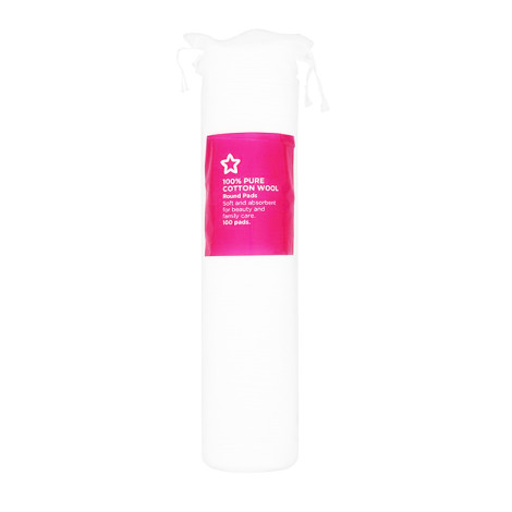 Superdrug 100% Pure Cotton Wool Round Pads 100 pads