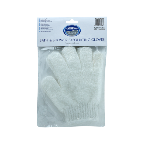 Athena Bath & Shower Exfoliating Gloves - White