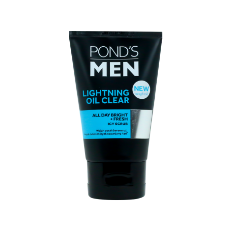 Pond's Men Lightning Oil Clear All Day Bright + Fresh Icy Scrub 100g