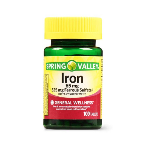 Spring Valley Iron 65mg 100 Tablets