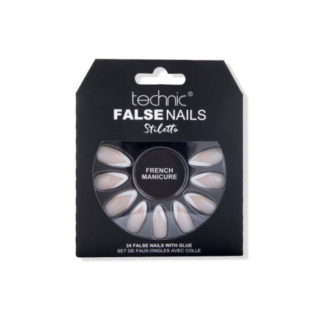 Technic Stiletto 24 False Nails With Glue - French Manicure