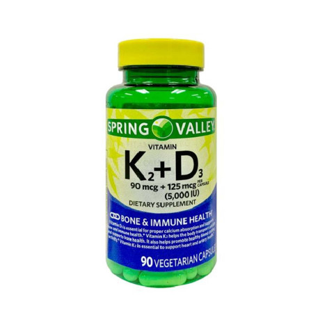 Spring Valley Vitamin K2 90mcg + D3 5000iu 90 vegetarian capsules