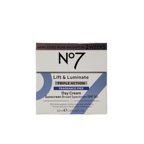No7 Lift & Luminate Triple Action Fragrance Free Day Cream with SPF30 50ml