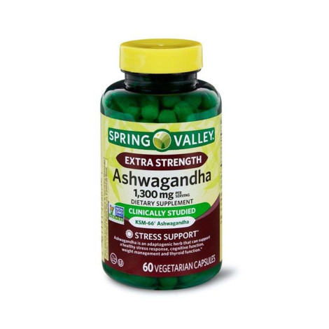 Spring Valley Extra Strength Ashwagandha1300 mg 60 Vegetarian Capsules