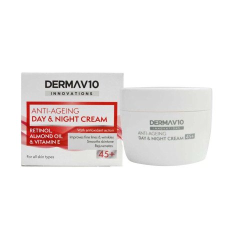 Derma V10 Retinol Almond Oil & Vitamin E Anti-Ageing Day & Night Cream 50ml