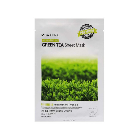 3W Clinic Essential Up Green Tea Sheet Mask 25ml