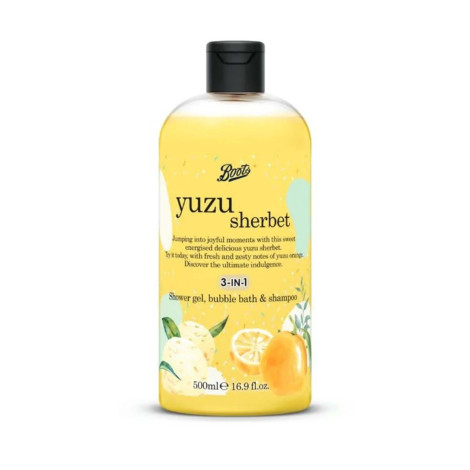 Boots Yuzu Sherbet 3-in-1 Shower Gel, Bubble Bath & Shampoo 500ml