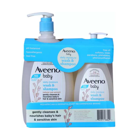Aveeno Baby Daily Moisture Wash 976ml & Shampoo 354ml Twin Pack