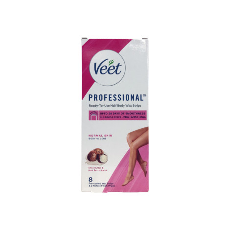 Veet Professional Ready To Use Half Body Wax Strips For Normal Skin 8 Strips
