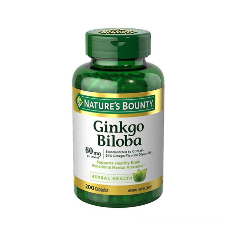 Nature's Bounty Ginkgo Biloba 60 mg per serving 200 Capsules