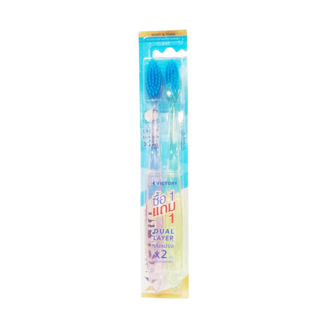 Victory Dual Layer Clear Soft & Thin Toothbrush Twin Pack