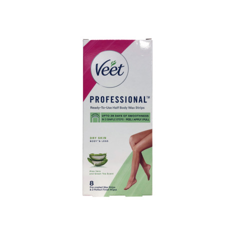 Veet Professional Ready To Use Half Body Wax Strips For Dry Skin 8 Strips