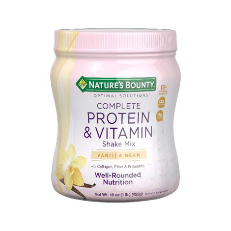 Nature's Bounty Optimal Solutions Protein Powder With Collagen and Vanilla, 1 Lb 453g
