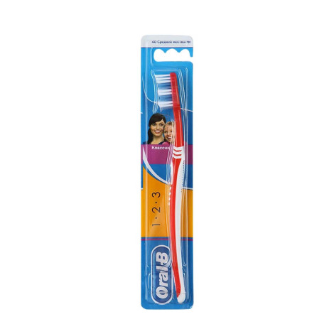Oral-B 1 2 3 Classic 40 Medium - Maroon