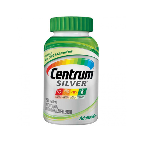 Centrum Silver Multivitamin for Adults 50+ Multivitamin/Multimineral Supplement with Vitamin D3, B Vitamins, Calcium and Antioxidants 220 Tablets