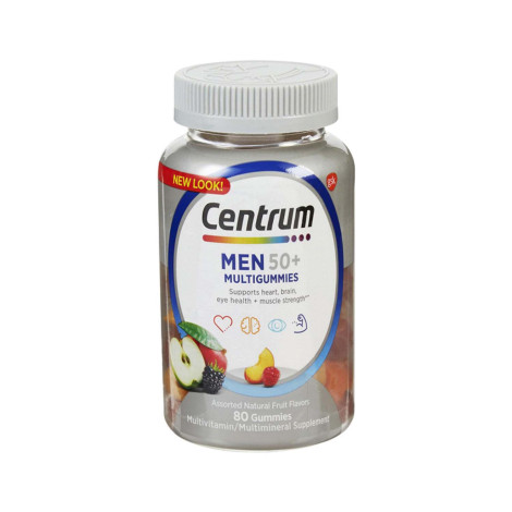 Centrum Multi Gummies Men 50+, Fruit Flavors, 80 Gummies