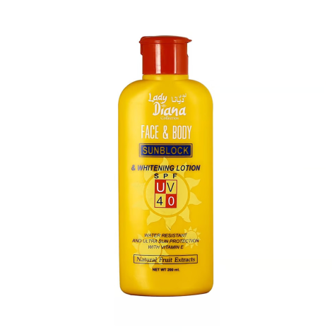 Lady Diana Face & Body Sun Block & Whitening Lotion SPF 40 200ml