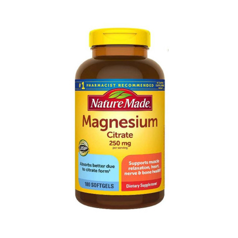 Nature Made Magnesium Citrate 250 mg 180 Softgels