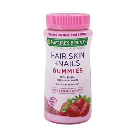 Nature's Bounty Hair, Skin, and Nails with Biotin Multivitamin Supplement, Strawberry 2500 mcg 80 Gummies