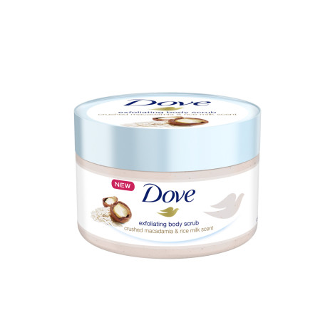 Dove Crushed Macadamia & Rice Milk Scent Exfoliating Body Scrub 225ml