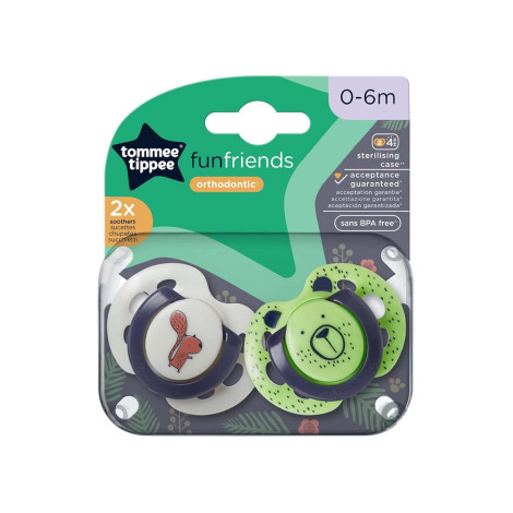 Tommee Tippee Fun Friends Orthodontic 2x Soothers 0-6m