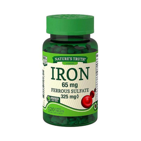 Nature's Truth® 65 mg Iron 325 mg Ferrous Sulfate Tablets - 120 Tablets (USA)