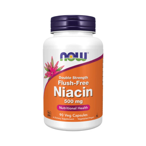 NOW Niacin 500 mg Double Strength Flush-Free Veg 90 Capsules (USA)