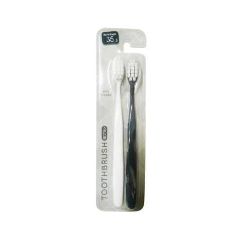 Moshi Moshi Soft Bristle Black & White Toothbrush 2Pcs