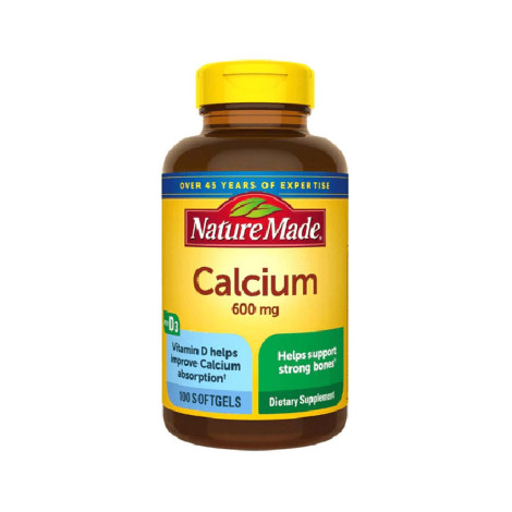 Nature Made Calcium 600 mg with Vitamin D3 100 Softgels (USA)