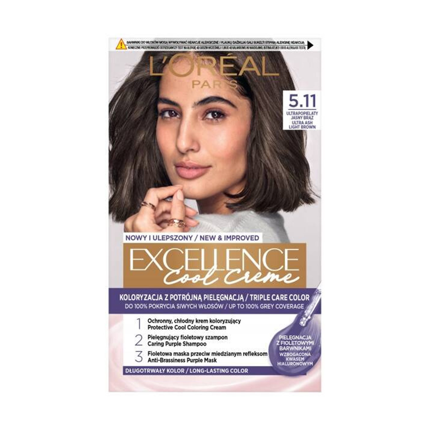 L'Oreal Excellence Cool Creme Triple Care Color - 5.11 Ultra Ash Light Brown