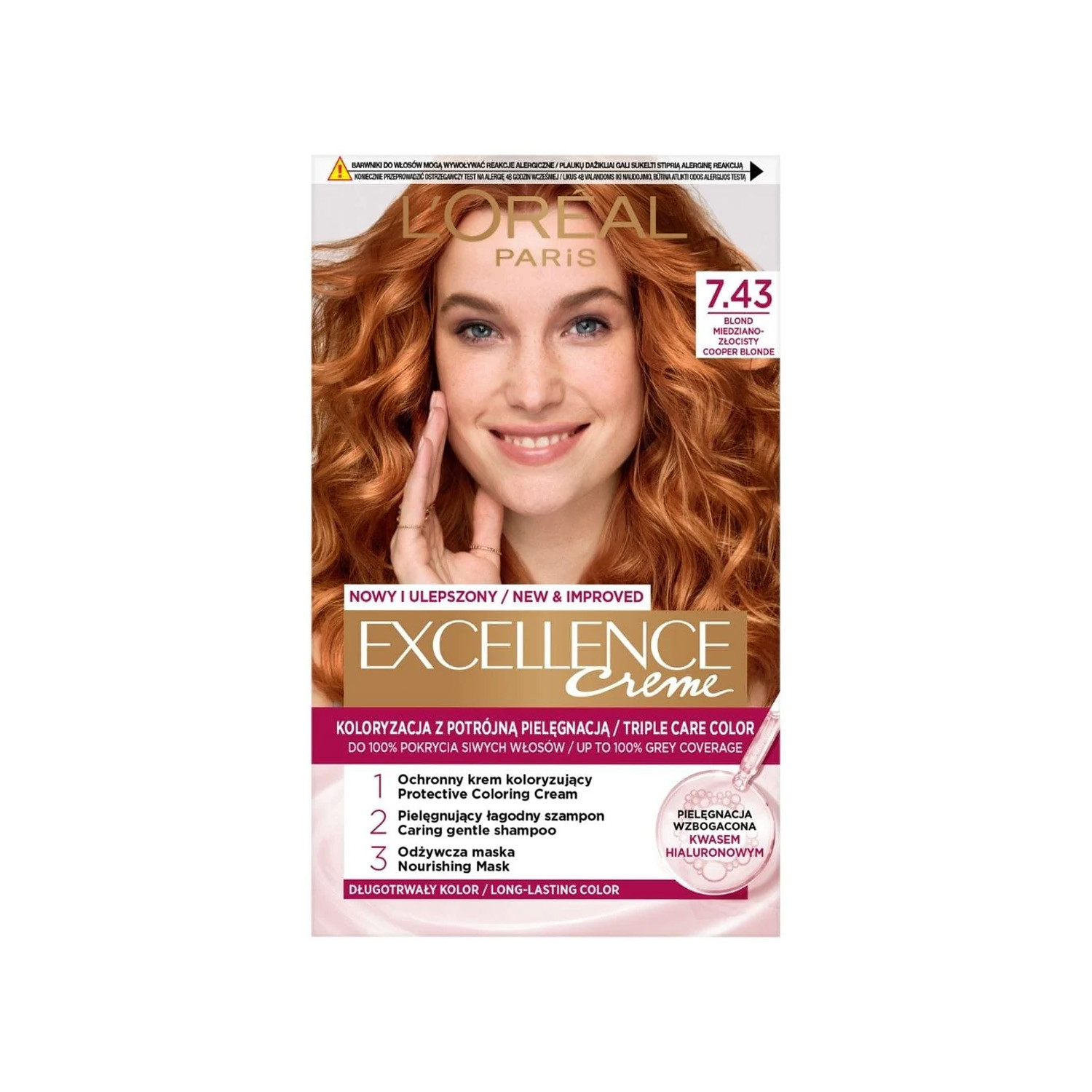 L'Oreal Excellence Creme Triple Care Color - 7.43 Cooper Blonde