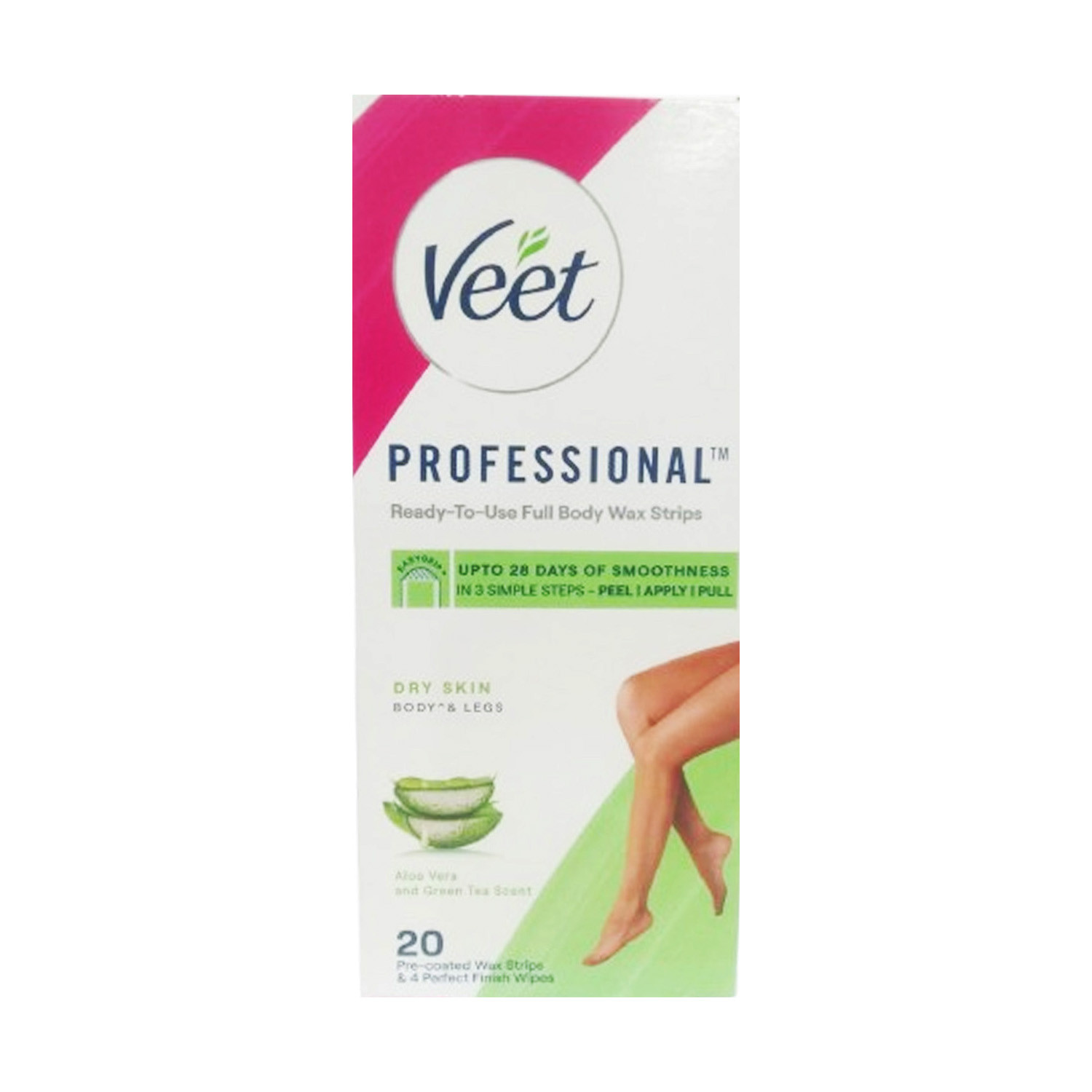 Veet Professional Ready To Use Aloe Vera Full Body 20 Wax Strips